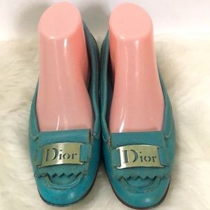 Dior Women's Turquoise Moccasin Flats - Size 38 - With COA